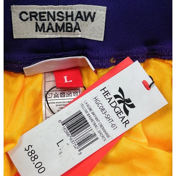 Crenshaw Mamba Nipsey Hussle Kobe Bryant Headgear Mens Large Yellow Shorts - Picture 8 of 11